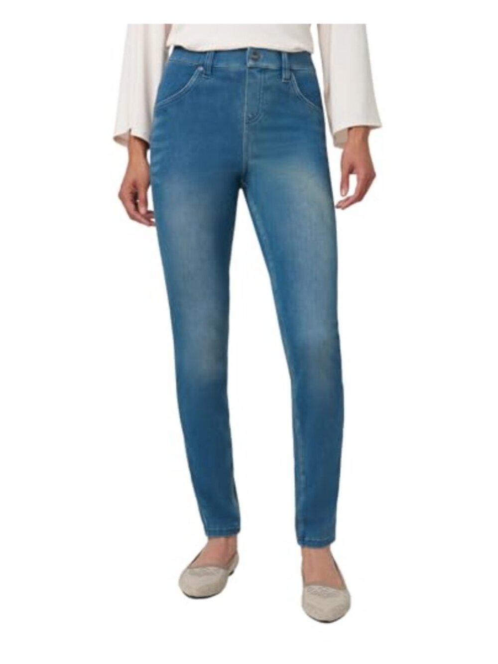 Ultra Soft High Waist Denim Leggings Pull-On Skinny Fit